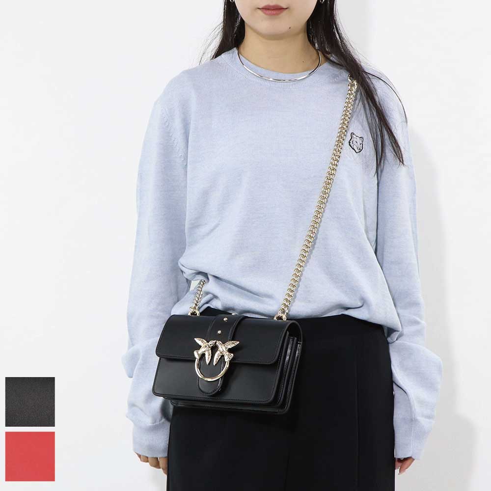 【新品】ピンコ PINKO バッグ ショルダーバッグ レディース レッド ブラック レザー シンプル 1P21R4-Y5FF｜LE CHIEN