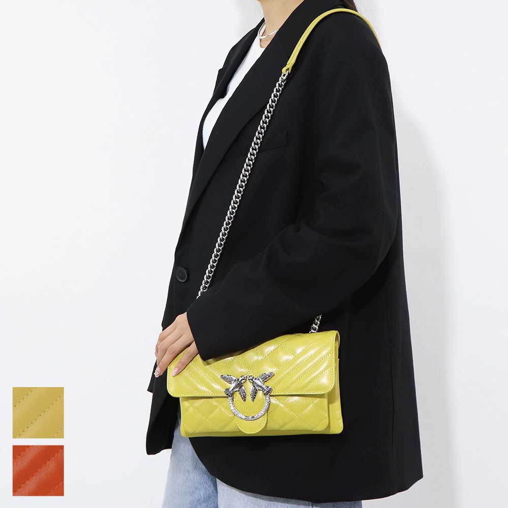 【新品】ピンコ PINKO バッグ ショルダーバッグ レディース オレンジ イエロー レザー シンプル キルティング 1P21ND-Y66H
