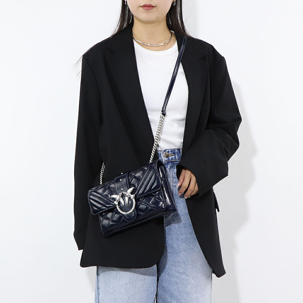 【新品】ピンコ PINKO バッグ ショルダーバッグ レディース ネイビー レザー シンプル キルティング 1P21UT-Y6MB