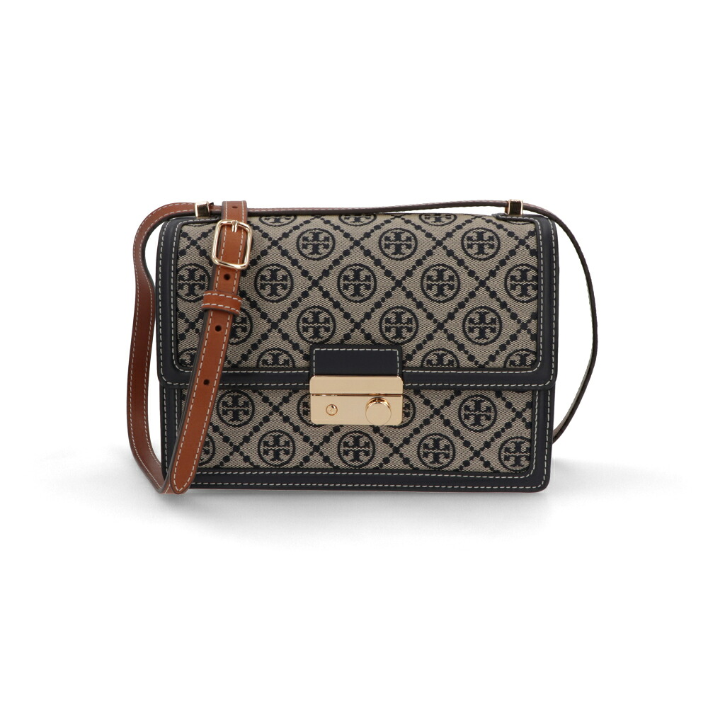 【新品】トリー バーチ Tory Burch バッグ ショルダーバッグ レディース ネイビー レザー ジャガード クロスボディバッグ Tモノグラム スクエア 158526