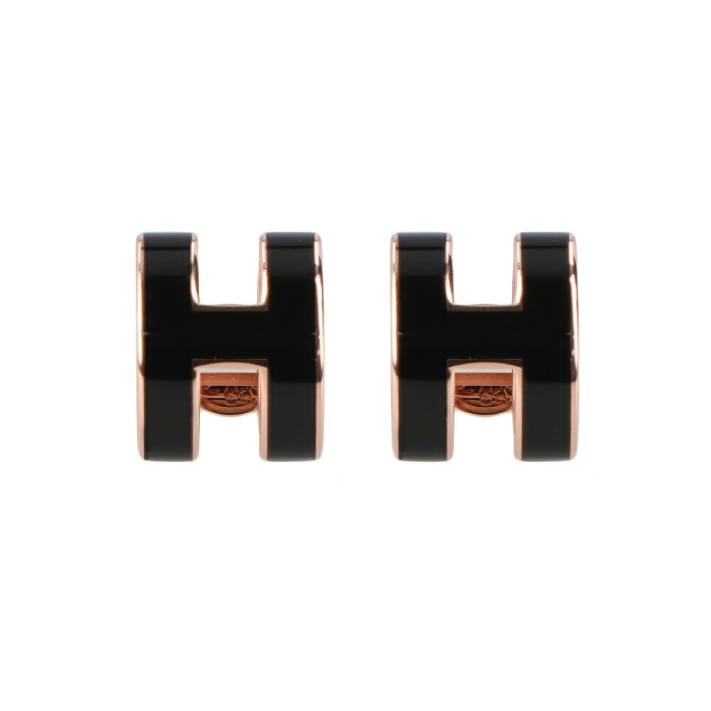 安いそれに目立つ HERMES エルメス ピアス POP H ブラック ピンク