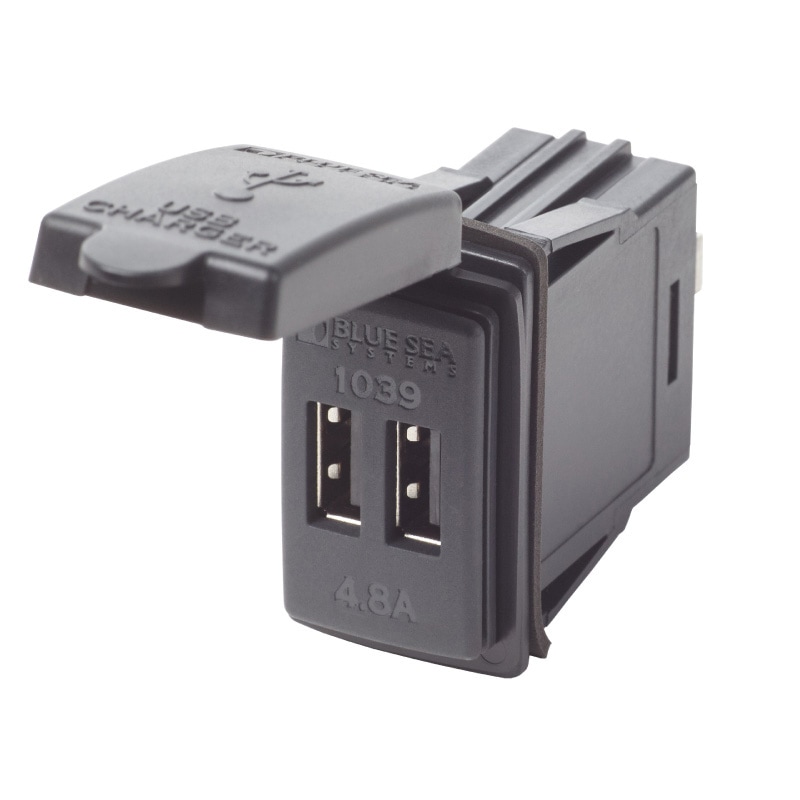 BLUE SEA ブルーシー USBチャージャー 4.8A 12~24V / 1039 ポート2箇所 IP66 ボート スイッチパネル 充電