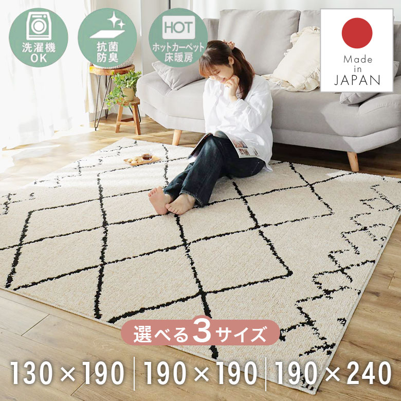 カーペット160x230cm ラグマット北欧 ラグ 洗える 抗菌防臭 #D06 rag-352-gs_1.jpg