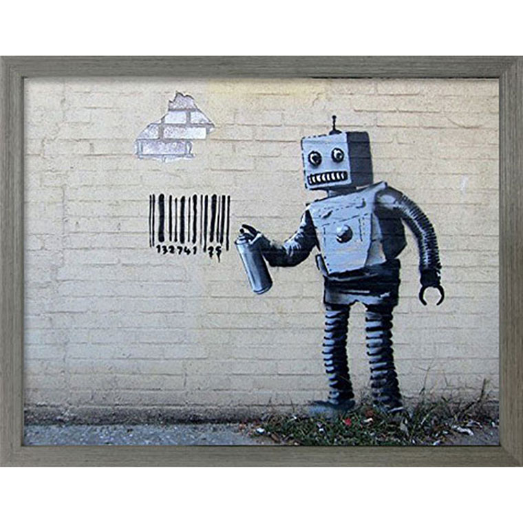 【再入荷】 Banksy バンクシー 絵画 インテリア アートパネル 飾り絵 ポスター アルミ合金 フレーム 壁掛け アートフレーム モダン アートボード 印刷された インテリア部屋飾り D 50cmX70cm