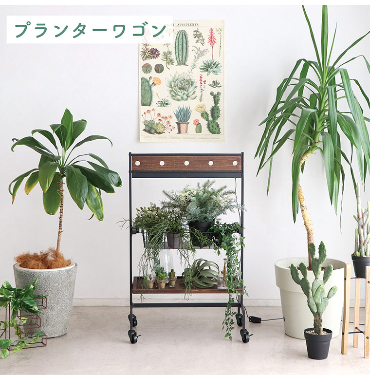 プランタースタンド 屋内 観葉植物 ラック 収納 2段 モダン 北欧 おしゃれ ヴィンテージ スチールラック ワゴン インダストリアル