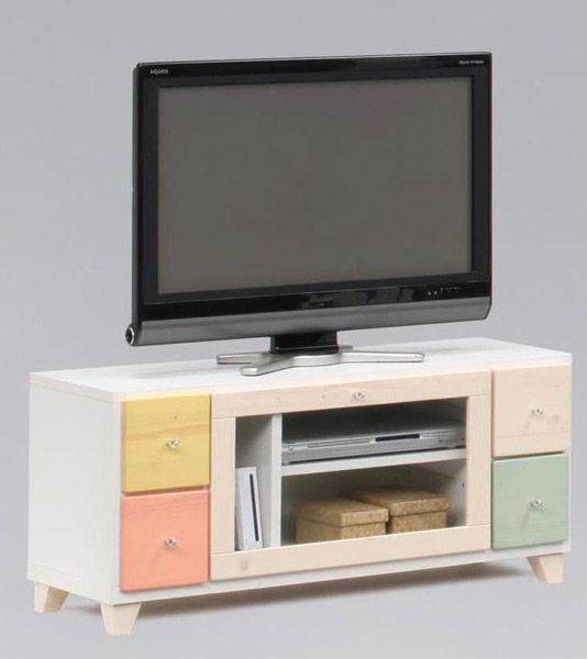 【カラフルでポップなデザイン】 テレビ台 テレビボード 幅100 ミニ 小さい 完成品 コンパクト 木製 おしゃれ 子ども部屋 キッズ 姫系 かわいい 一人暮らし ローボード TV台 TVボード 天然木 マカロン100TV台