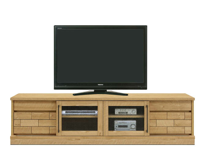 【レンガのようなお洒落なデザイン】 テレビボード テレビ台 ローボード 幅180 180cm 引き出し 完成品 木製 ガラス リビングボード テレビ収納 シンプル 北欧 ナチュラル ★ダッグ180TVボード（ナチュラル） 【02P03Dec16】｜Easyファニチャー