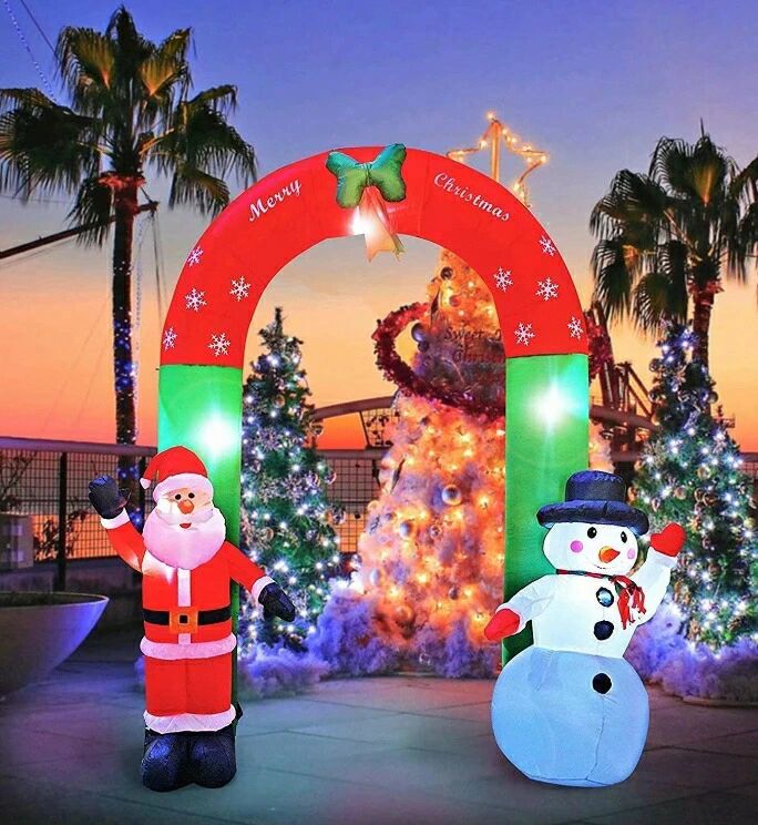 クリスマス エアブロー 装飾 エアーディスプレイ エアーサンタクロース 雪だるま LED付き 光るサンタクロース エアーブロードール 膨張