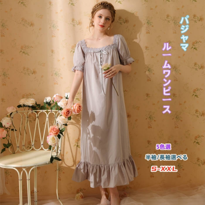 45R ガーゼコットン 花柄 ストライプ ワンピース mo88021_17.jpg