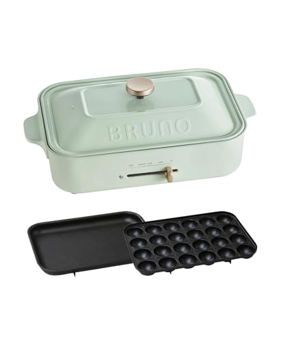 BRUNO 青色ノ コンパクトホットプレート 焼肉 本体 一皿2種(たこ焼き 水準) 今めかしい 愛くるしげ これ1台 蓋 上部付き添い人  貨物輸送無料
