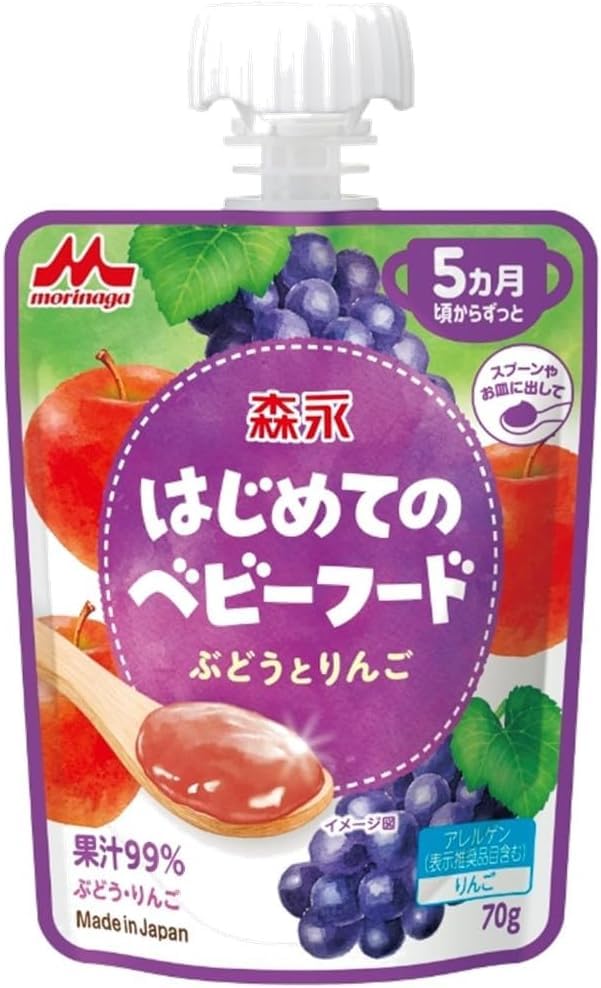 森永乳業 はじめてのベビーフード 国内製造 ぶどうとりんご 5ヵ月頃 パウチ 70g&times;36袋 送料無料｜EasyLifeShop