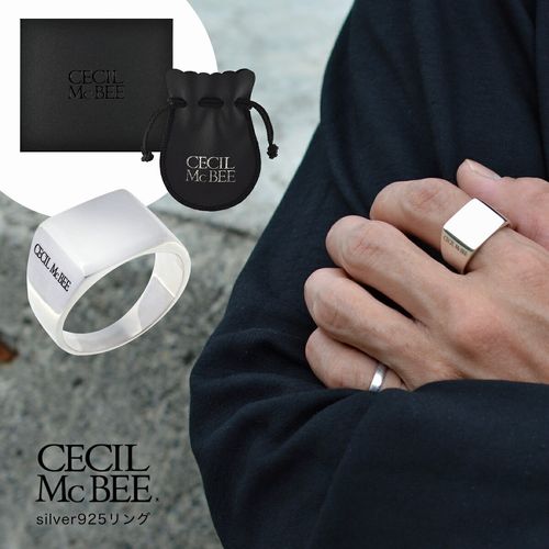 CECILMcBEE セシルマクビー シルバー925 リング メンズ シャイニング スクエア フラット 送料無料 アクセサリー ギフト プレゼント