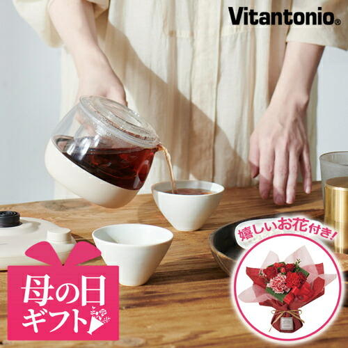 ビタントニオ(Vitantonio) 母の日　ギフト 【ガラスケトルとブーケのセット】 KYUSU VEK-30 ※5/6～5/10の間にお届け予定