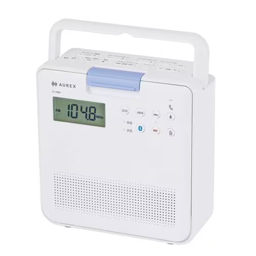 Aurex(オーレックス) AX-CRB60-W ホワイト コンパクトCDラジオ ACアダプター・乾電池・充電池の3電源 IPX5防水 スリープタイマー Bluetooth送受信｜イーベストPC・家電館