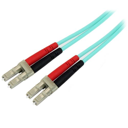 StarTech スターテック 450FBLCLC2 OM4準拠光ファイバーケーブル 2m アクア 2芯LC-LC 450FBLCLC2