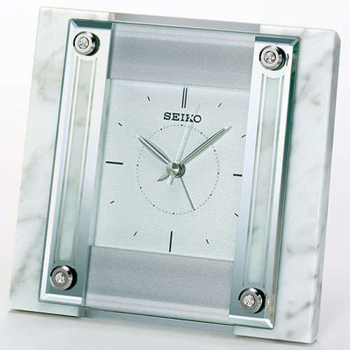 セイコー SEIKO QK737W 白大理石 クオーツ置時計 QK737W