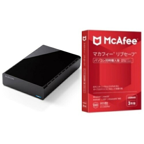 エレコム ELECOM ELD-HTV040UBK ブラック HDD 外付けハードディスク 4TB ファンレス静音設計 ラバーフット付 + マカフィー リブセーフ 3年 同時購入版 6355|イーベストPC・家電館
