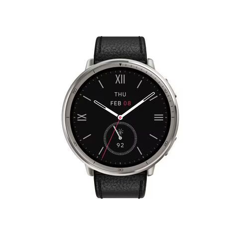 【対象ショップ限定 先着1000円OFFクーポン】アマズフィット Amazfit SP170073-C225 ブラック Amazfit Active 2 Round ブラックレザープレミアムバージョン スマートウォッチ SP170073C225