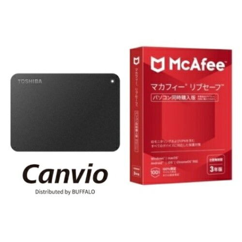 東芝 TOSHIBA HD-TPA1U3-B Canvio ポータブルHDD 1TB + マカフィー リブセーフ 3年 同時購入版 セット 7081｜イーベストPC・家電館