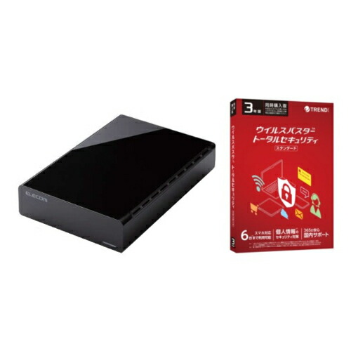 エレコム ELECOM ELD-HTV040UBK 外付けハードディスク 4TB + ウイルスバスター トータルセキュリティ スタンダード 3年版 同時購入用 セット 7101|イーベストPC・家電館