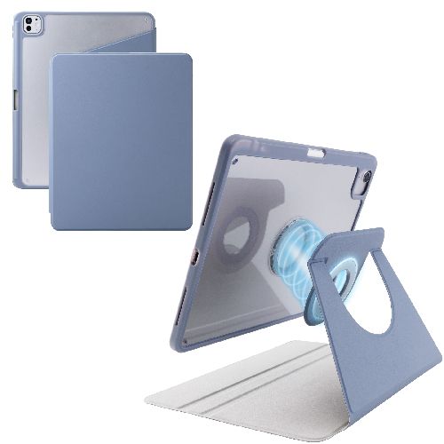 エレコム(ELECOM) TB-A25PLMG360BG ブルーグレー iPad Pro ケース 13インチ M4 マグネット着脱フラップ 360度回転 Apple Pencil収納 背面クリア