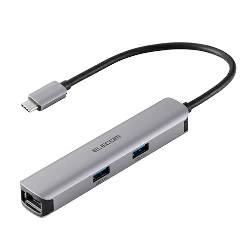 エレコム(ELECOM) DST-052BPSV シルバー ドッキングステーション 5-in-1 USB-C ハブ HDMI 4K/60Hz USB-A×3 LAN ケーブル一体18cm アルミ筐体