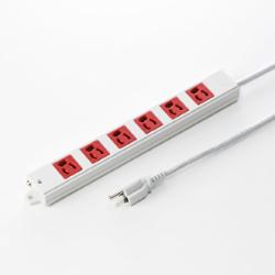 サンワサプライ TAP-K6-3R レッド 工事物件タップ 3ピン6個口 3m TAPK63R
