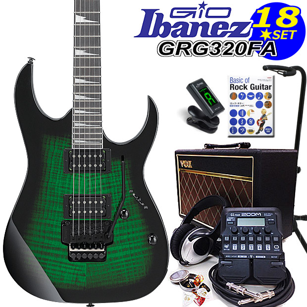 Gio Ibanez アイバニーズ GRG320FA TEB エレキギター初心者セット18点 VOXアンプ ZOOM G1Four付き【エレキギター初心者】｜EbiSoundオンラインショップ