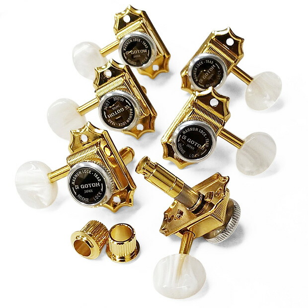 GOTOH SD90MG-T P5W G(ゴールド) マグナムロックトラッド ギター ペグ L3R3 両側タイプ 6個セット ゴトー【SD90MGT/P5W/G】
