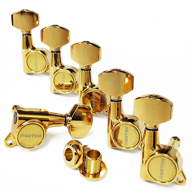 GOTOH SG381 AB07 G(ゴールド) ゴトー ギター ペグ L6 片側 6個セット【軽量アルミボタン】【SG381-AB07/g/L6】