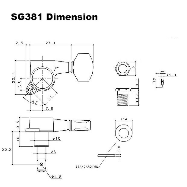 市場 ゴトー クローム ギター リバースヘッド R6 07 C GOTOH ペグ SG381