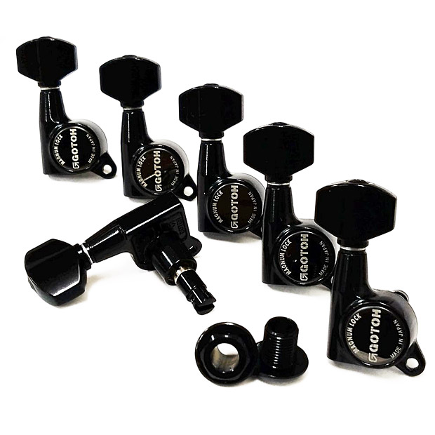 GOTOH SG381 MG AB07 マグナムロック B(ブラック) ゴトー ギター ペグ L6 片側 6個セット【軽量アルミボタン】【SG381MG-AB07/B/L6】