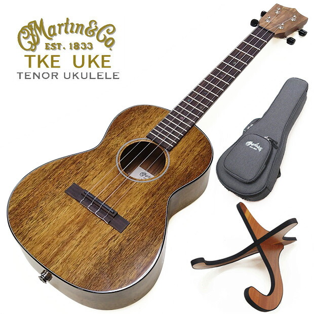 Martin マーチン ウクレレ TKE UKE #38771 テナーウクレレ Mi-Siピックアップ搭載 木製スタンド付き【ハワイアンコア単板】【現品販売】(u)