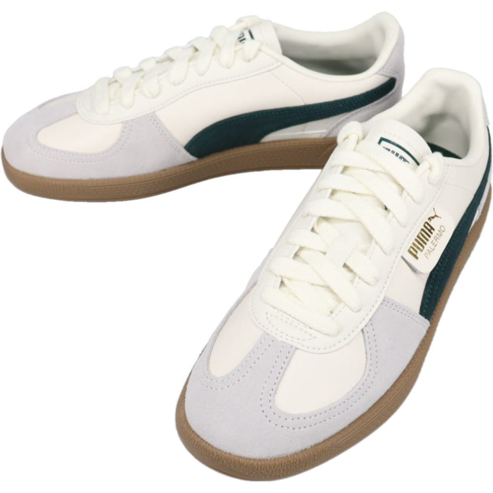 ４月限定！最大全額ポイント還元※要エントリー プーマ PUMA スニーカー パレルモ レザー Palermo Lth ウォームホワイト/グリーンテレイン 396464 22【GJFO】
