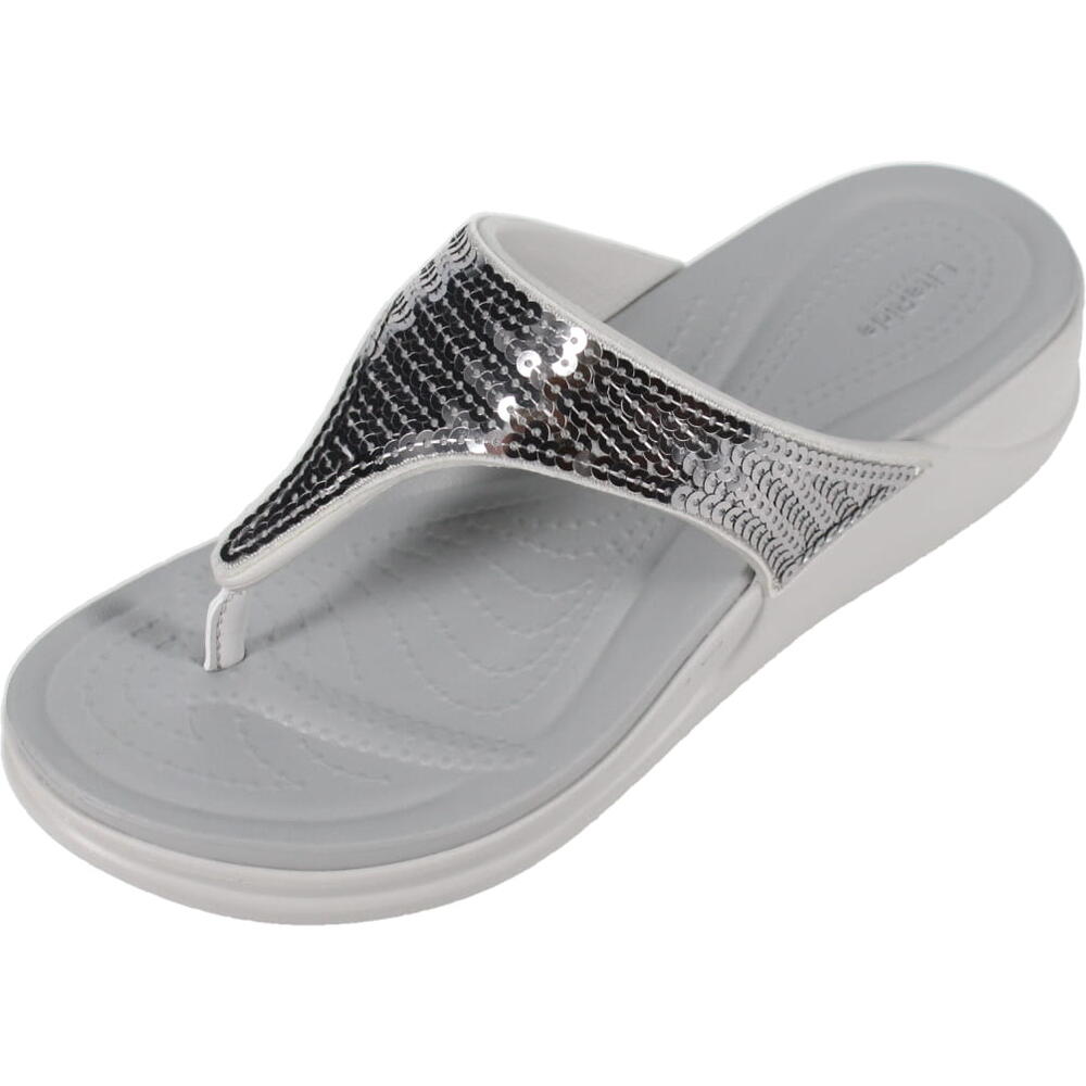 Crocs クロックス Women's Boca Flip Wedge クラシック モントレー シークイン ウェッジ パール ホワイト シルバー 207647 178 レディース靴 | sindicatocarnerioiv.org.ar