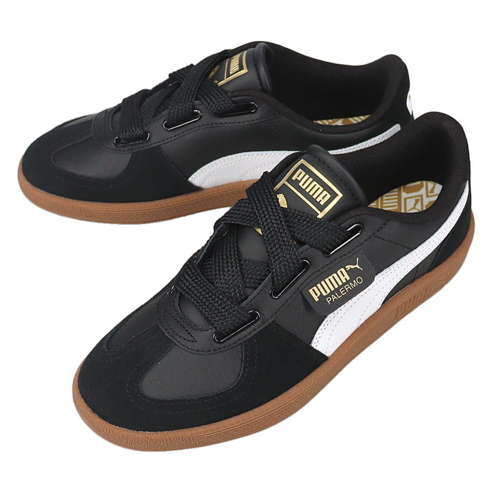 ４月限定！最大全額ポイント還元※要エントリー プーマ PUMA スニーカー ユニセックス パレルモ ワイド レース SD スニーカー Palermo Wide Lace SD ブラック/ホワイト/プーマチームゴールド 402109 02 【GIFO】