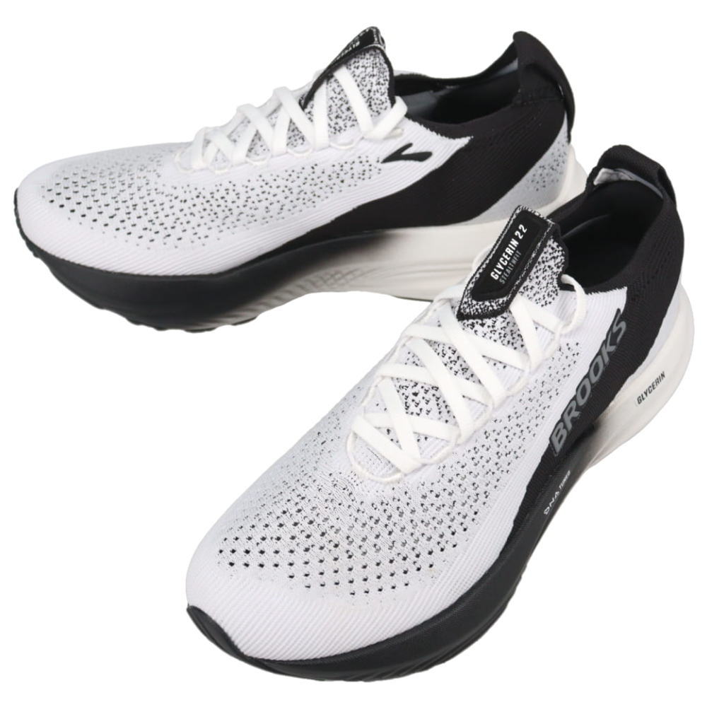 ４月限定！最大全額ポイント還元※要エントリー ブルックス BROOKS ランニングシューズ グリセリン ステルスフィット 22 Glycerin StealthFit 22 ホワイト/グレー/ブラック BRM 4483 BLK/W【GJOG】