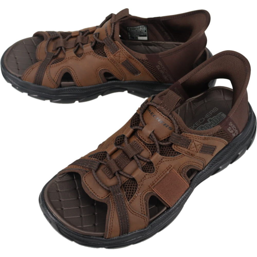 ４月限定！最大全額ポイント還元※要エントリー スケッチャーズ SKECHERS サンダル スリップインズ リヴォルテッド SS メリック REVOLTED SS MERRICK ダークブラウン 205181 ACDB【GJOI】