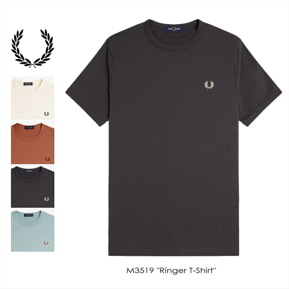 FRED PERRY Tシャツ ユニセックス ブラック M3519-102-BLACK-S Ringer T-Shirt - Black | Men's T-Shirts | Designer T-Shirts