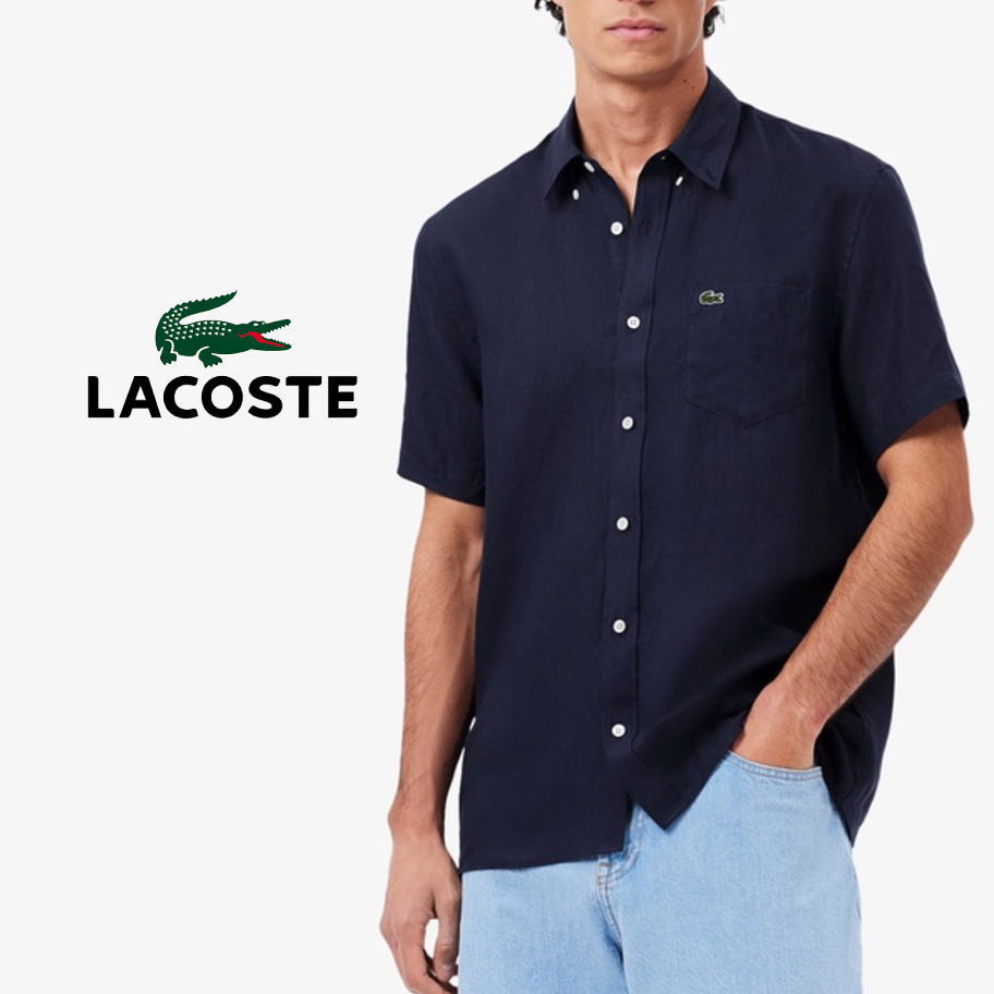７月限定！最大全額ポイント還元※要エントリー ラコステ LACOSTE リネン ボタンダウン シャツ CH5699-99 ネイビー 166【GJOH】｜EBiSUYA パトリック （PATRICK）店