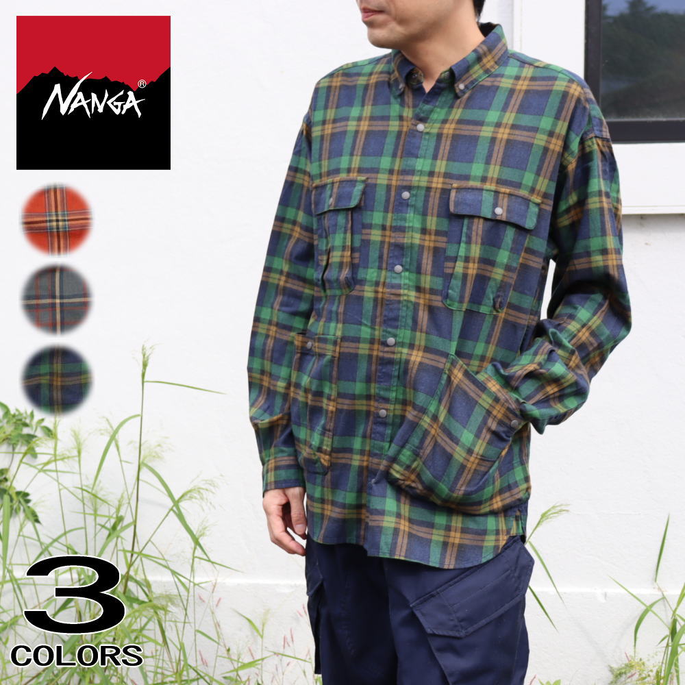 ７月限定！最大全額ポイント還元※要エントリー ナンガ NANGA フェードプレイドキャンプシャツ FADE PLAID CAMP SHIRT オレンジ ブルー イエロー NW2331-1H236［WA］【GHON】｜EBiSUYA パトリック （PATRICK）店