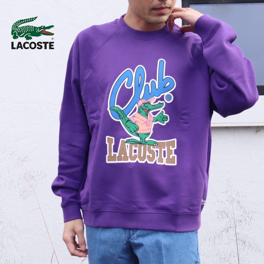 ４月限定！最大全額ポイント還元※要エントリー ラコステ LACOSTE ウェア バーシティグラフィックプリントクルーネックスウェット SH1536-99 SNI（パープル）【GHFF】
