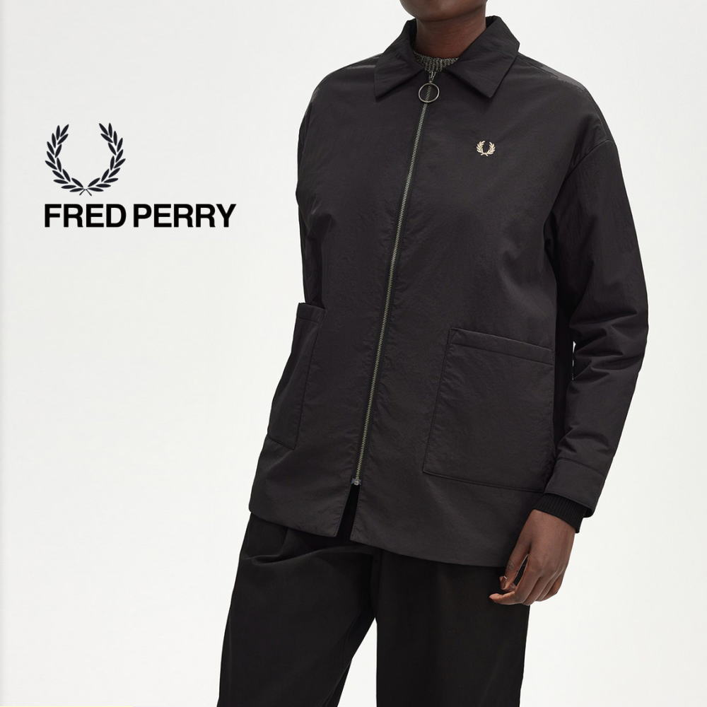 ４月限定！最大全額ポイント還元※要エントリー フレッドペリー FRED PERRY パッチド ジップ スルー オーバーシャツ Padded Zip-Through Overshirt J8102 102(BLACK)［WA］【GION】