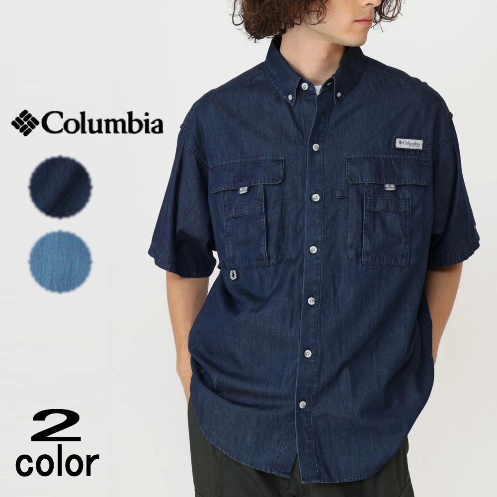 ４月限定！最大全額ポイント還元※要エントリー コロンビア Columbia ウェア バハマ2 デニム ショートスリーブシャツ Bahama2 Denim S/S Shirt PM0295 464（カレッジネイビーデニム） 469（カーボンデニム） 【GIOG】
