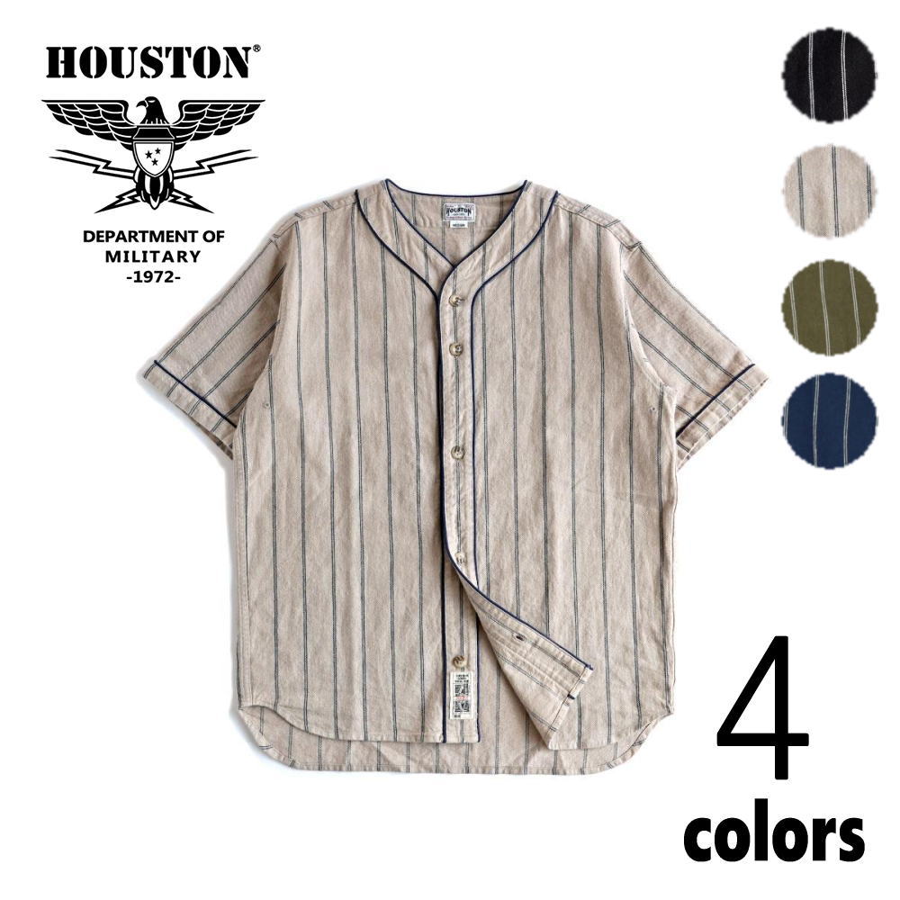 ４月限定！最大全額ポイント還元※要エントリー ヒューストン HOUSTON コットン リネン ストライプ ベースボール シャツ COTTON LINEN STRIPE BB SHIRT 41008［WA］【GIOI】