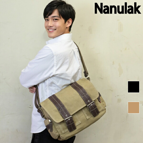 Nanulak ナヌラーク ショルダーバッグ ショルダーバック 帆布 フェイクレザー レザー キャンバス 防水 撥水 A4 メンズ ショルダー かばん バッグ 旅行 大容量 鞄 旅行バッグ【送料無料(沖縄・一部離島は対象外)】