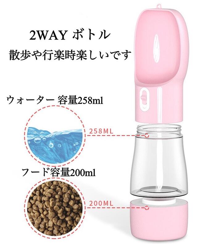 メーカー在庫限り品 送料無料 2way ペット用ウォーターボトル 給餌器 給水器 多機能 お散歩 旅行 大中小型犬用 猫用 水漏れ防止 水飲みカップ付き ペット水筒 ランニング キャンプ アウトドア用 おやつ 食料 水 Whitesforracialequity Org