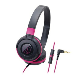 Audio-technica ATH-S100iS BPK Black Pink Portable Headphones for Smartphones