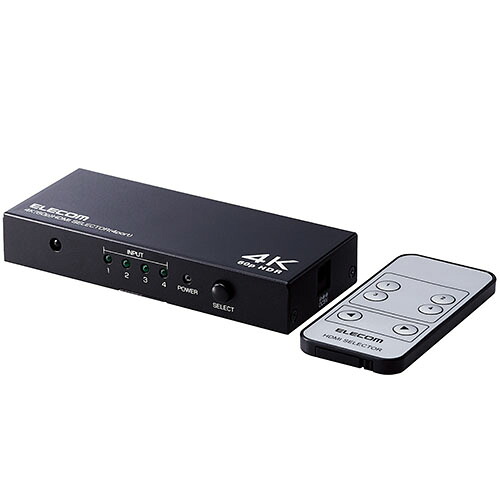 エレコム ELECOM DH-SW4KP41BK HDMI切替器 4ポート マルチディスプレイ ミラーリング 専用ﾘﾓｺﾝ付き DHSW4KP41BK