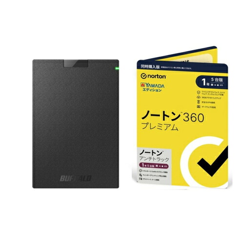 バッファロー(BUFFALO) HD-PCG1.0U3-BBA 1TB + ノートン 360 プレミアム/アンチトラック 同時購入 1年5台版 ヤマダエディション|ECカレント